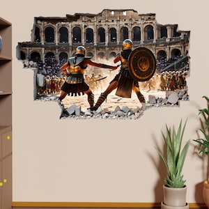 Muursticker sticker Colosseum Rome gladiatoren | Zelfklevende poster, muurschildering, verwijderbaar vinyl | Thuis, kinderkamer, kantoor, kamerdecoratie 1337
