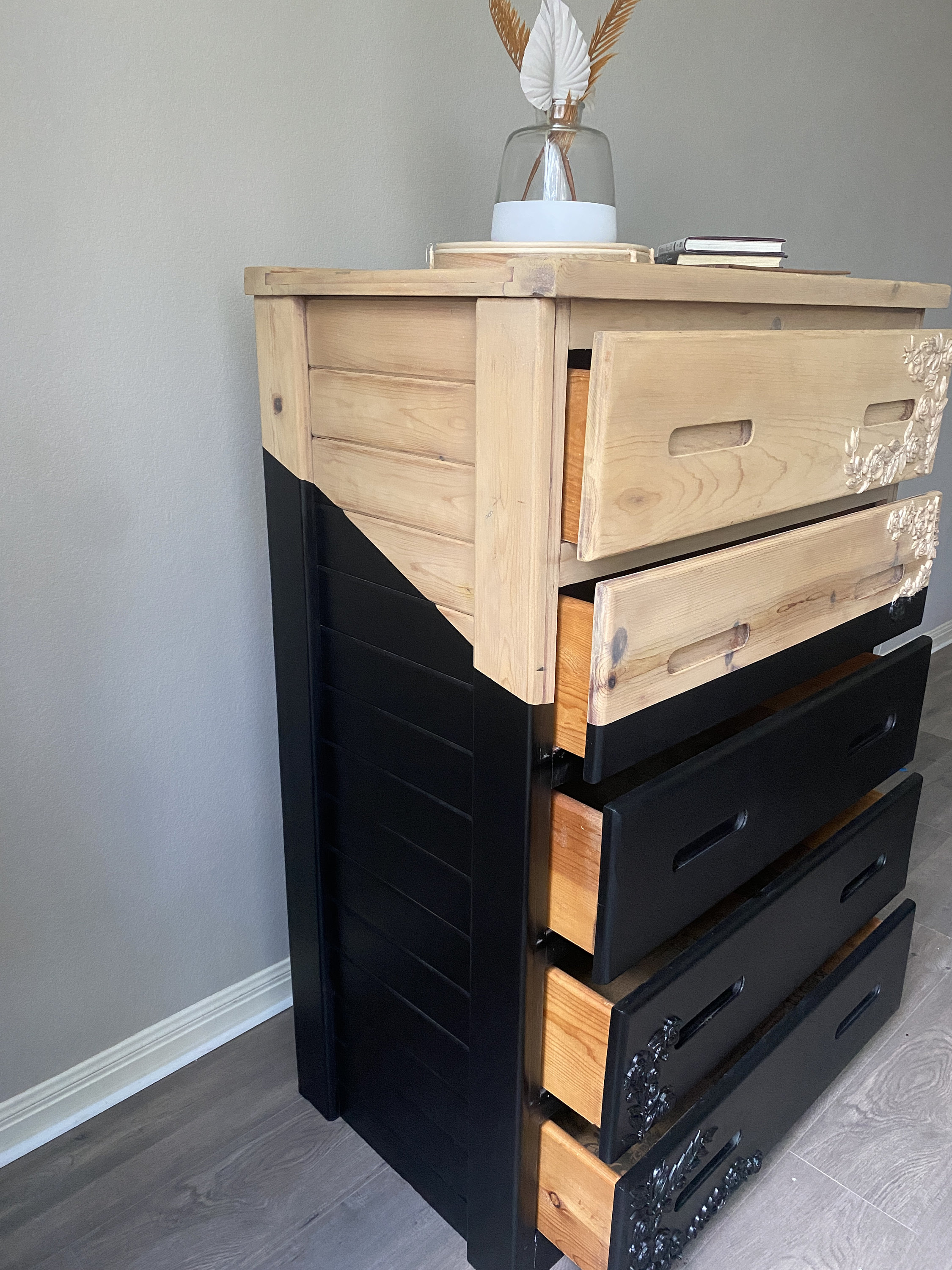 Modern Black Dip Tall Dresser Anthropologie Inspired - Etsy