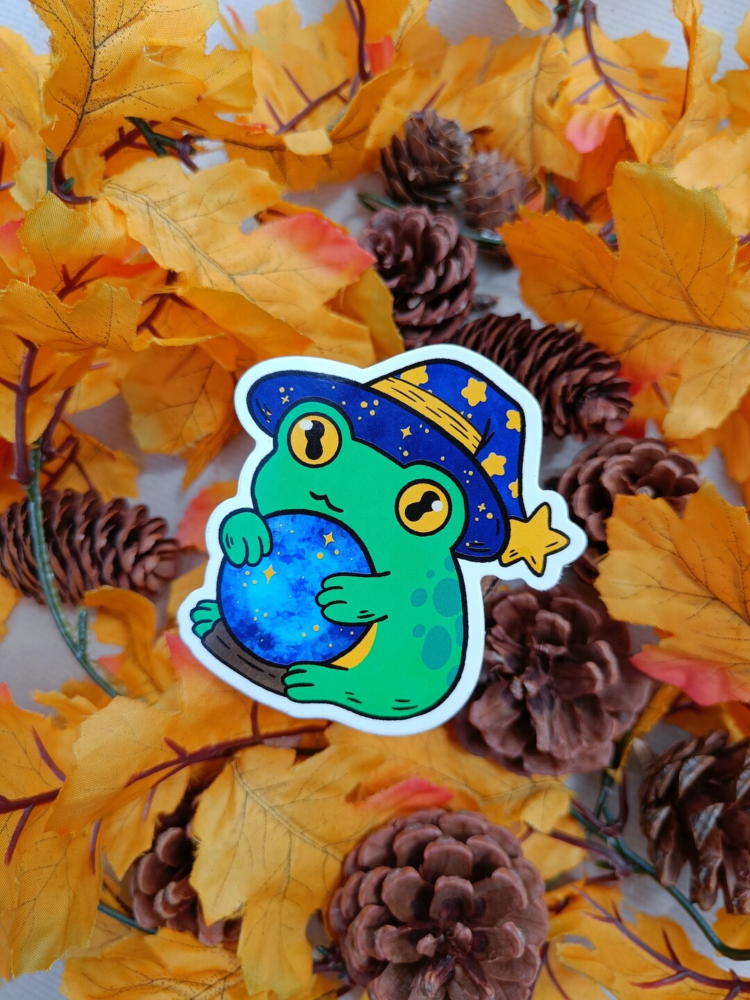 Frog Wizard Vinyl Sticker - Etsy