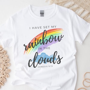 Genesis 9:13 Bible Verse Tshirt, Rainbow Christian T-shirt, God&#39;s Promise Shirt, Colorful Faith Shirt, Noah&#39;s Ark Shirt, Hope Tee