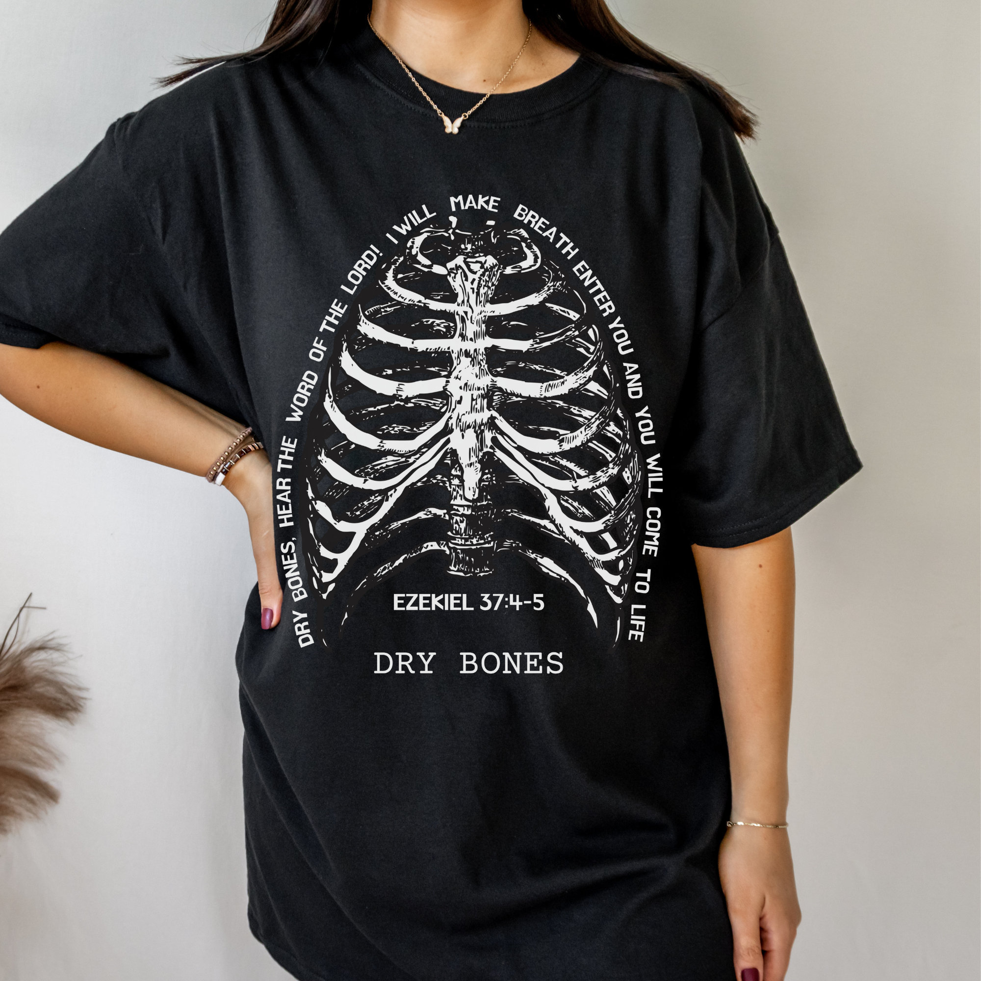 Ezekiel 37:4-5 Dry Bones Bible Verse T-shirt, Dry Bones Come to 