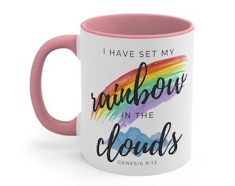 Genesis 9:13 Bible Verse Mug, Rainbow Christian Coffee Cup, God's Promise Mug, Colorful Faith Tea Mug, Noah's Ark Gift Mug, God's Covenant