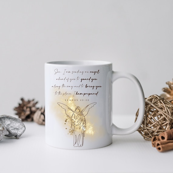 Angel Bible Verse Mug, Exodus 23:20 Scripture Coffee Cup, Guardian Angel Mug,  Inspirational Faith Mug, Gift for Her, Spiritual Quote Mug - Etsy