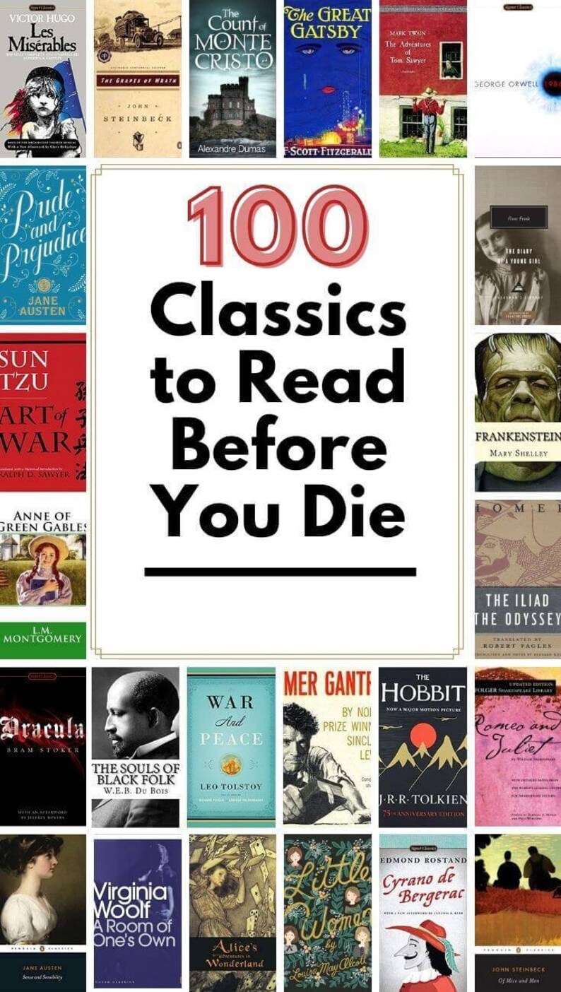 100 Best Classic Books to Read in Your Lifetime. Epub. Rare Collection Etsy