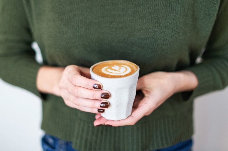 Artisan Cappuccino Cup Handcrafted Ceramic Mug Unique Coffee Lover's Gift Barista-Style Home Cafe Experience image 2