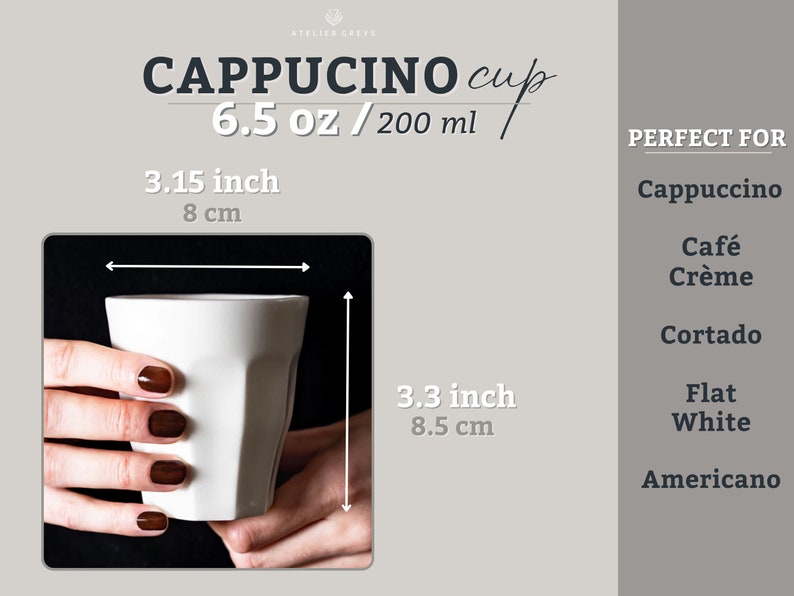 Cappuccino Cup Set of 4 6 oz Cappuccino Mugs Purposefully Handmade in Small Series image 9