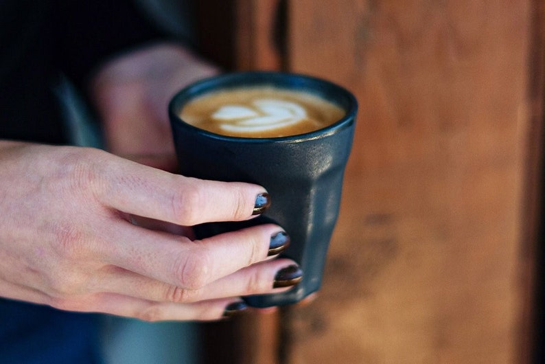 Cappuccino Cup Set of 2 6 oz Cappuccino Cups Purposefully Handmade in Small Series Black/Noir