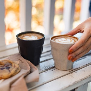 Artisan Cappuccino Cup Handcrafted Ceramic Mug Unique Coffee Lover's Gift Barista-Style Home Cafe Experience image 5