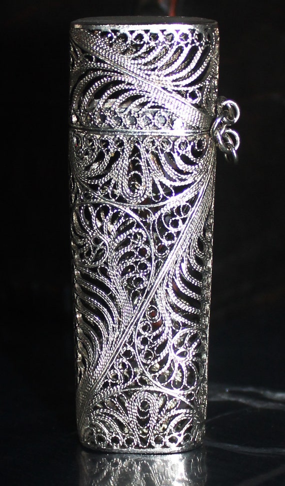 Antique Vintage Silver Metal Filigree Small Ladie… - image 4