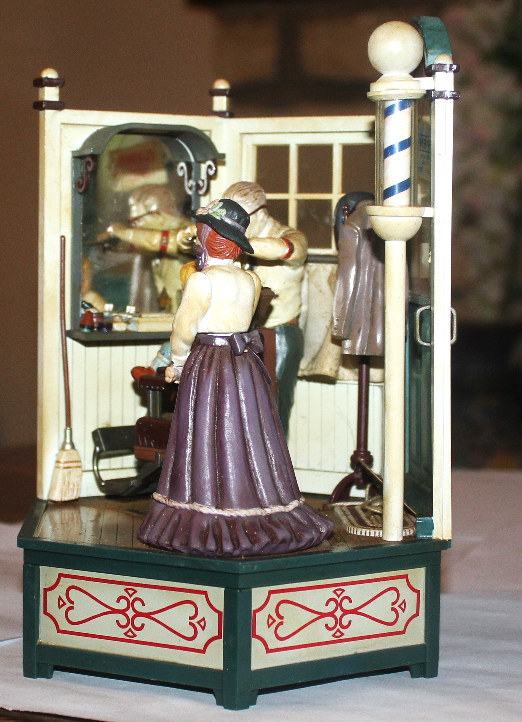 Vintage Enesco Musical Clockwork Diorama 'ye Olde Barber Shop' Etsy Australia