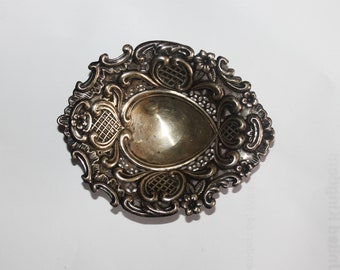 Antique Sterling Silver Heart Shaped Bon Bon Dish Scalloped Edges, Pierced design, 3 Ball feet- 4''Across 25g Birmingham 1898