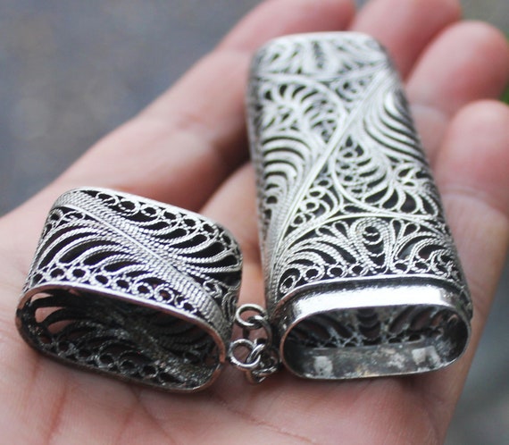 Antique Vintage Silver Metal Filigree Small Ladie… - image 10