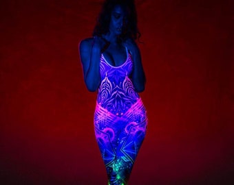 Psychedelic Bodysuit | Womens Rave Clothing | Festival Clothing | Psychedelic Catsuit | UV Reactive Bodysuit | Burning Man Costume