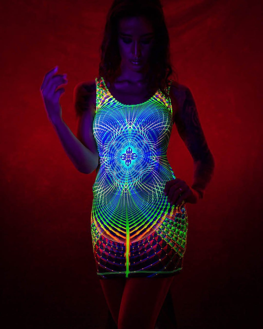UV Reactive Dress Psy Clothing Sacred Geometry Dress - Etsy