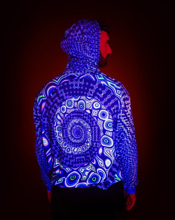 Sacred Geometry Hoodie UV Hoodie Zip up Fractal Hoodie Etsy
