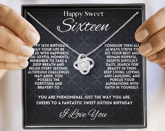 Sweet 16 Jewelry Gift For Girls - 16th Birthday Necklace Gifts From Mom & Dad - Happy Sweet Sixteen Bday Necklace With Message Card - Gifts