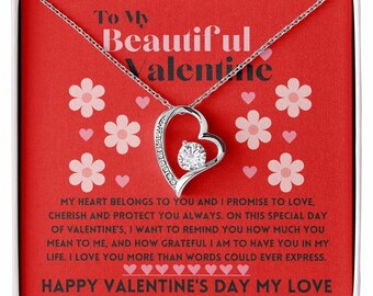 To My Beautiful Valentine - Jewelry Gift Idea For Her - Valentine Present For Your Soulmate - Jewelry pendant Gift - Valentine Necklace Gift