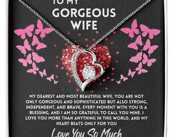 Husband to Wife Jewelry Gift - Jewelry Gift - White Gold Jewelry Necklace - Message Card Jewelry - Elegant Jewelry Present - Romantic Gift