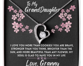GrandDaughter Gift - From Grandma - Heartfelt Jewelry Gift - Present From Grandparents - Birthday Present - White Gold Jewelry Necklace Gift