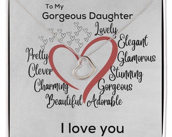 To My Gorgeous Daughter. Gift from Mother or Father. Present for Christmas or Birthday from Mom or Dad. Sterling Silver and Gold. Parents.