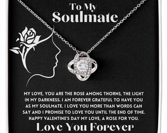 To My Soulmate - Valentine Jewelry Gift For Her - White Gold Pendant - Jewelry Necklace - Soulmate Pendant - Necklace Pendant Gift For Her