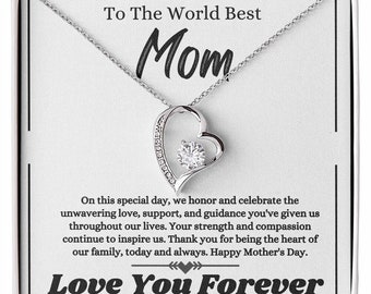 Adorable Mothers Day Message Card - Gift For Mom - Daughter To Mom Present - Jewelry Necklace - Womens Jewellery Present - Gift From Son