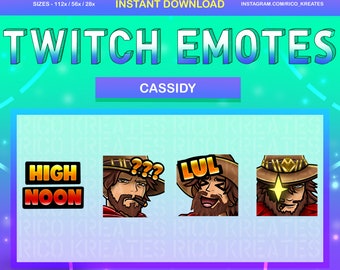 Cassidy Overwatch Twitch Emote Pack 112x112 / 56x56 / 28x28 - Twitch, Discord, Youtube, Over Watch, Over Watch 2, Cassidy Emotes, LUL emotes