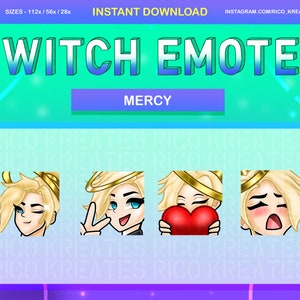 Mercy Overwatch Twitch Emote Pack 112x112 / 56x56 / 28x28 - Twitch, Discord, Youtube, Over Watch, Over Watch 2, Mercy Emotes, Mercy