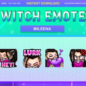 Mileena mortal kombat Twitch Emote Pack 112x112 / 56x56 / 28x28 - Twitch, Discord, Youtube, mortal kombat emotes, mileena emotes