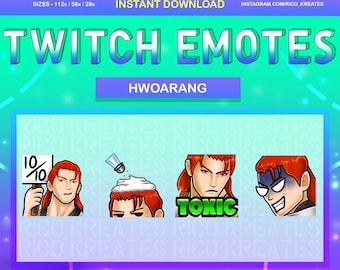 Hwoarang Tekken 8 Twitch Emote Pack 112x112 / 56x56 / 28x28 - Twitch, Discord, Youtube, Tekken 8, Hwoarang Emotes, Fighting Game Emotes