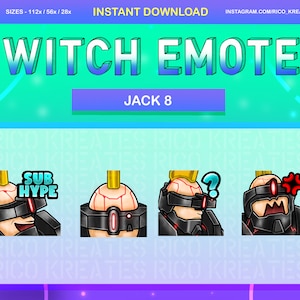 Jack 8 Tekken 8 Twitch Emote Pack 112x112 / 56x56 / 28x28 - Twitch, Discord, Youtube, Tekken, Tekken 8, Jack 8 Emotes, Emotes gier walki