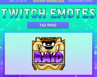 Emote Twitch Raid du Diable de Tasmanie 112 x 112 / 56 x 56 / 28 x 28 - Twitch, Discord, Youtube, Taz Emotes, multiiversus Emotes, Raid Emotes, Cartoon