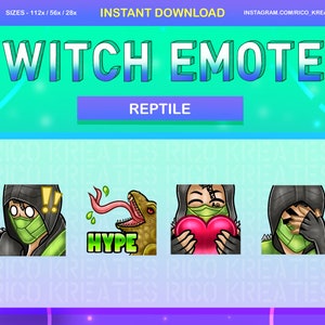Reptile mortal kombat Twitch Emote Pack 112x112 / 56x56 / 28x28 - Twitch, Discord, Youtube, mortal kombat emotes, reptile emotes, reptile mk