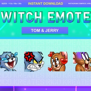 Pacchetto emote Tom e Jerry 112x112 / 56x56 / 28x28 - Twitch, Discord, Youtube, emote multiiversus, emote Twitch, emote cartoni animati