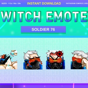 Soldier 76 Overwatch Twitch Emote Pack 112x112 / 56x56 / 28x28 - Twitch, Discord, Youtube, Over Watch, Over Watch 2, Soldier 76 Emotes