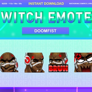 Doomfist Overwatch Twitch Emote Pack 112x112 / 56x56 / 28x28 - Twitch, Discord, Youtube, Over watch, Over Watch 2, Doomfist Emotes