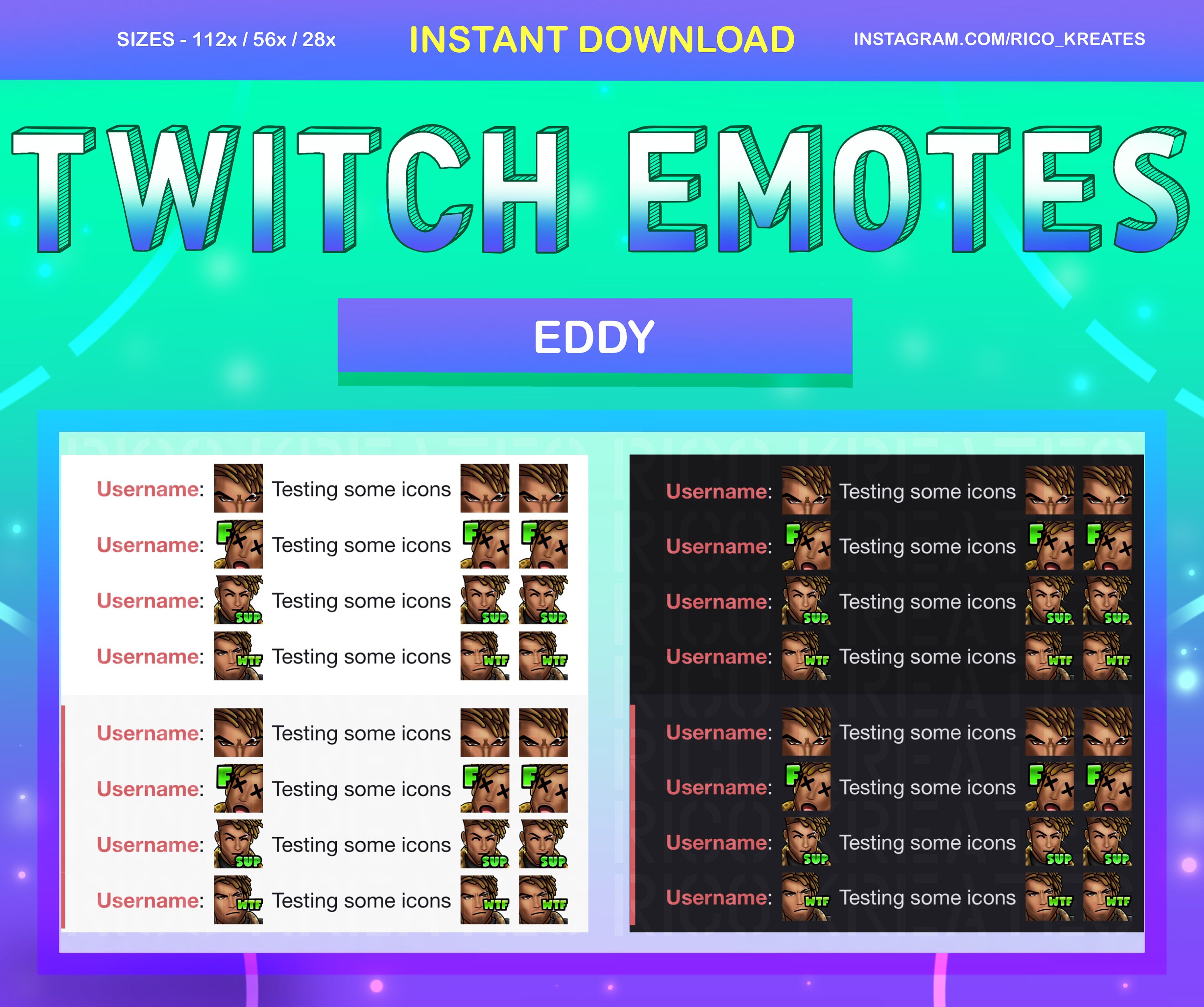 Eddy Tekken 8 Twitch Emote Pack 112x112 / 56x56 / 28x28 - Twitch ...