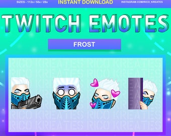 Frost mortal kombat Twitch Emote Paket 112x112 / 56x56 / 28x28 - Twicth, Discord, Youtube, mortal kombat emotes, frost emotes, frost mk, mk1