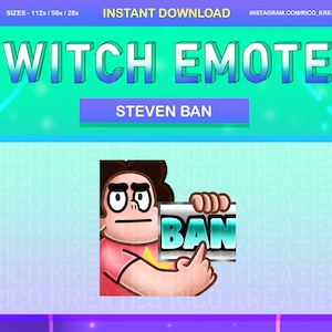 May include: A cartoon character with brown hair and a pink shirt holds a sign that says "BAN" in blue and white letters. The background is a light blue and green gradient with a white border.