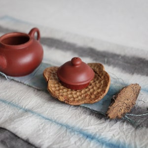 Hand Carved Wood Plate, Wooden Tea Accessory, Handmade Tea Saucer, Wooden Gongfu Tea tray T9 Four Circles image 7