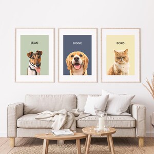 Custom Pet Portrait, Personalised Digital Pet Portrait, Dog Cat Wall Art, Printable Pet Memorial Gift, Pet Drawing Style DIGITAL DOWNLOAD