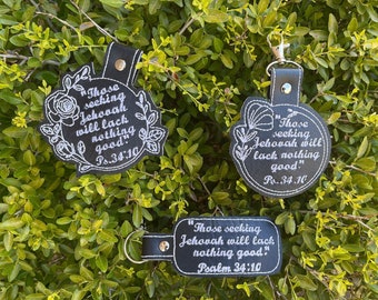 JW Keychain/ 2022 Year Text/Gift/Keyring- "Those seeking Jehovah will lack nothing good." Psalm 34:10