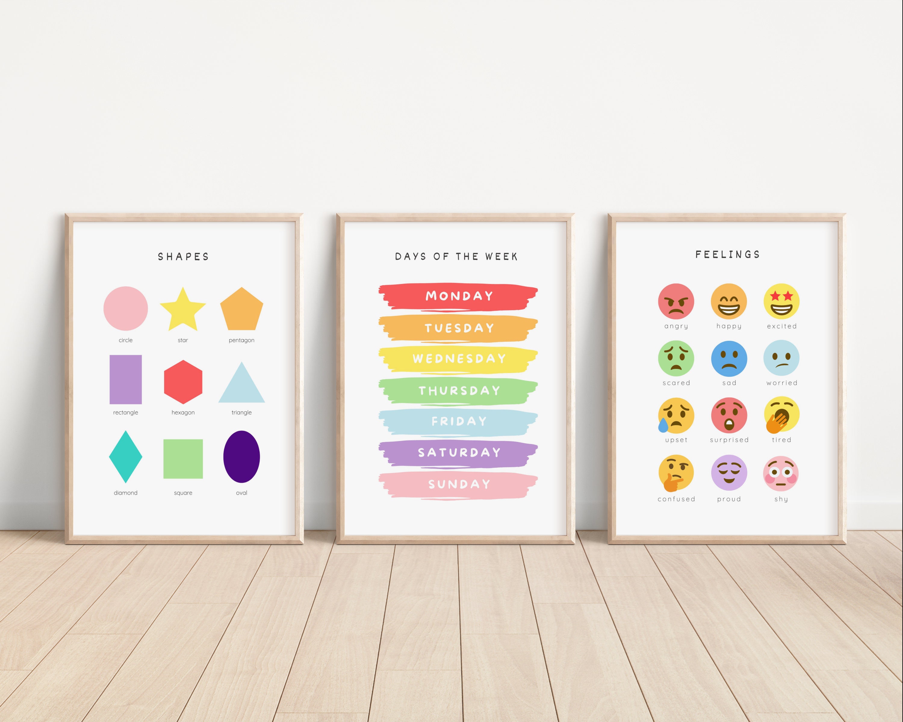 Set of Educational Posters for Kids 8 Educational Playroom Print ...