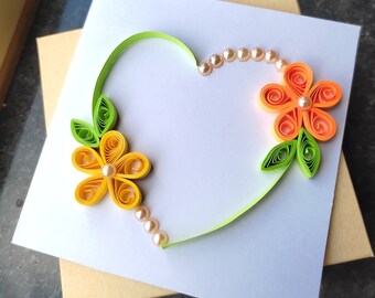 Set of 3 Quilled cards  with box envelop, Quilled birthday cards , Blank cards for writing message, Greeting cards