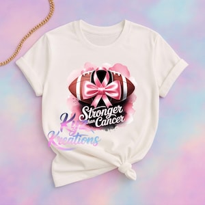 Stronger than Cancer PNG, breast cancer awareness png, pink ribbon football sublimation design
