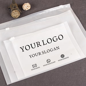 Personalized frosted zipper bags with logo printed,zip lock bags for clothing packing/hoodie/dress/tshirt,customized eco-friend zip seal bag image 1