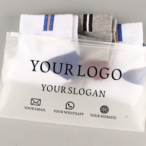 Personalized frosted zipper bags with logo printed,zip lock bags for clothing packing/hoodie/dress/tshirt,customized eco-friend zip seal bag image 2