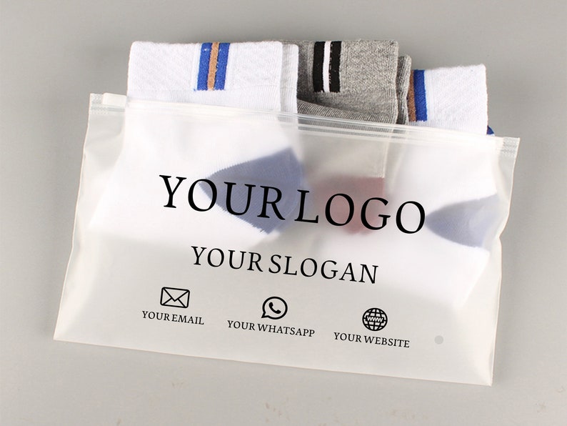 Personalized frosted zipper bags with logo printed,zip lock bags for clothing packing/hoodie/dress/tshirt,customized eco-friend zip seal bag image 2