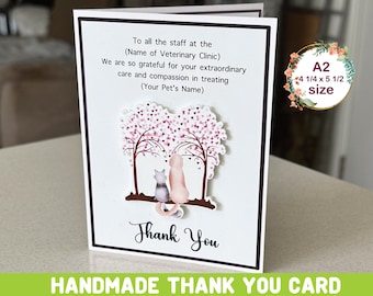 Handmade Cute Customizable Thank You Card for Vets | Personalized Appreciation Note Veterinary Clinic Appreciation Card Pet Lover Thank You