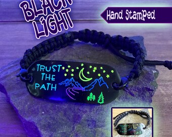 Trust the Path Black Light Hand Stamped Bracelet